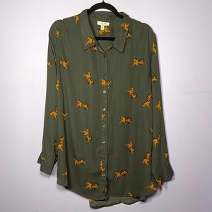 Long-Sleeve Tiger Print Blouse